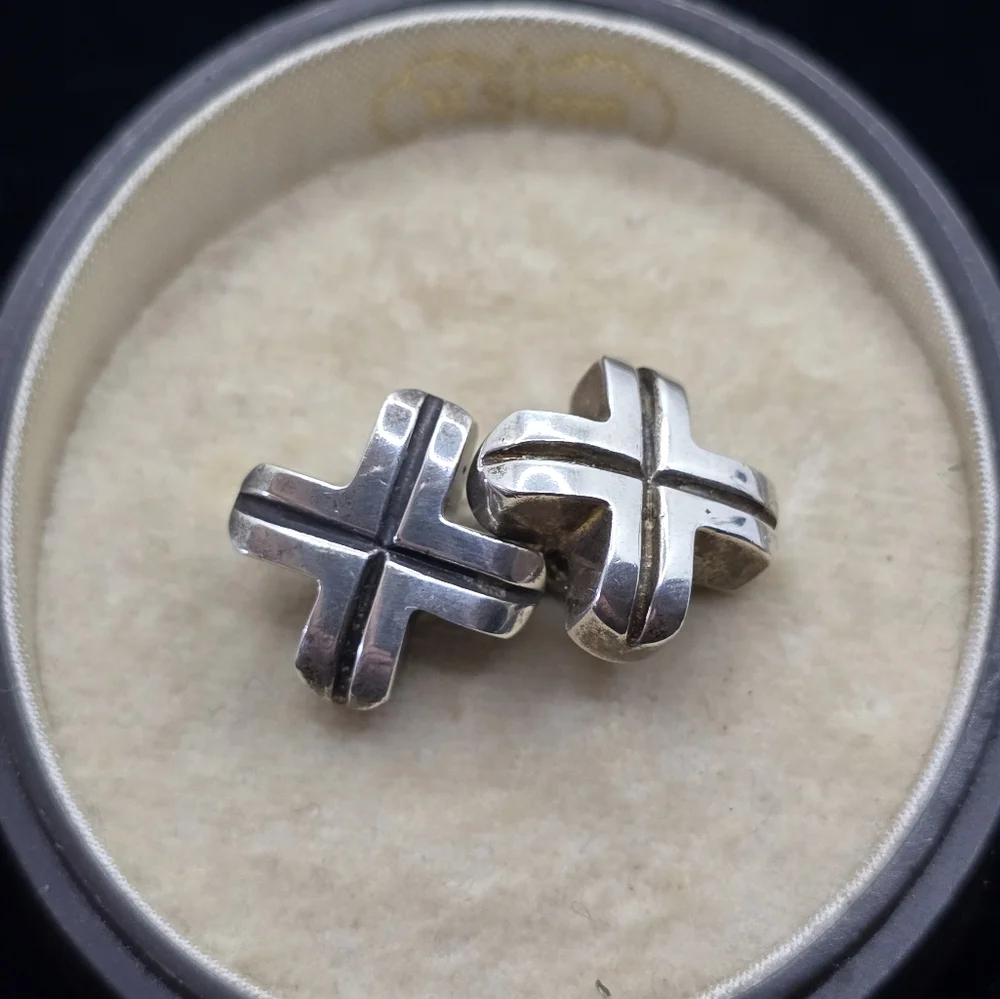 Sterling Silver Small Chunky XX Cufflinks Elegant Simple